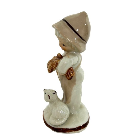 Boy & Girl Porcelain Figurines Glazed Bucolic Vintage 5” with Deer Bird Fox - Picture 9 of 14